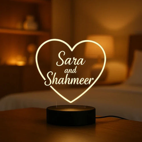 Custom Heart 3D LED Illusion Lamp for Fiancé | Personalized Acrylic Night Lamp