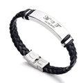 Personalized Leather Hand Bracelet – Custom Engraved Metal Plate Bracelet | AHP Customize