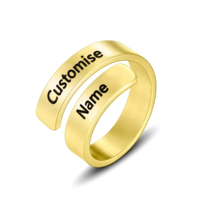 Personalized Engraved Dual Name Adjustable Ring - AHP Customize