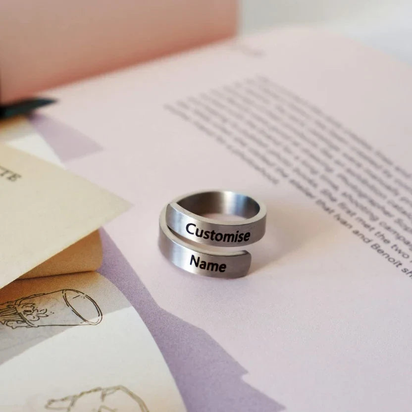 Personalized Engraved Dual Name Adjustable Ring - AHP Customize
