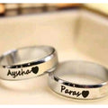 Personalized Silver Ring | Custom Name & Date Engraved Couple Ring with Heart or Crown