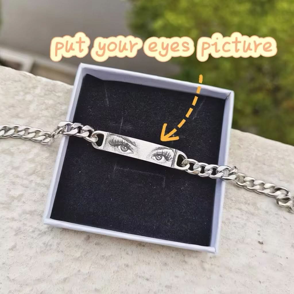 Personalized Eye Engraved Bracelet | Custom Photo Eyes Bracelet for Men & Women