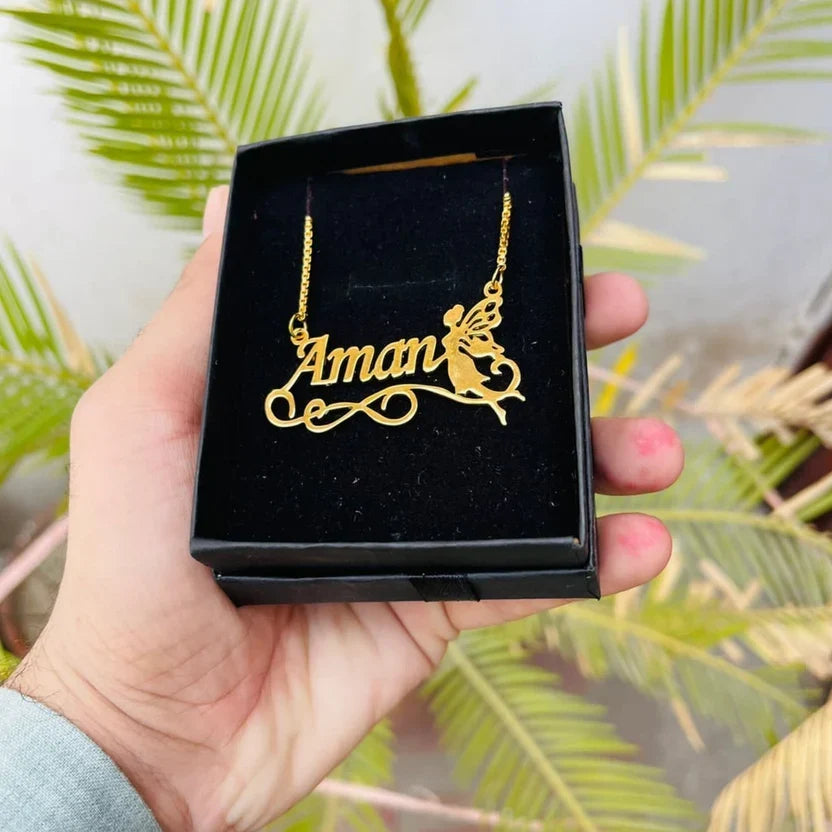 Customize Name Necklace With Fairy - AHP Customize
