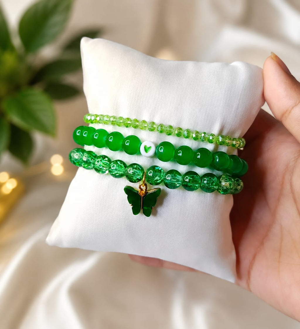 Butterfly Bliss Bracelet Set – 3 Piece Beaded Butterfly Charm Bracelets | AHP Customize