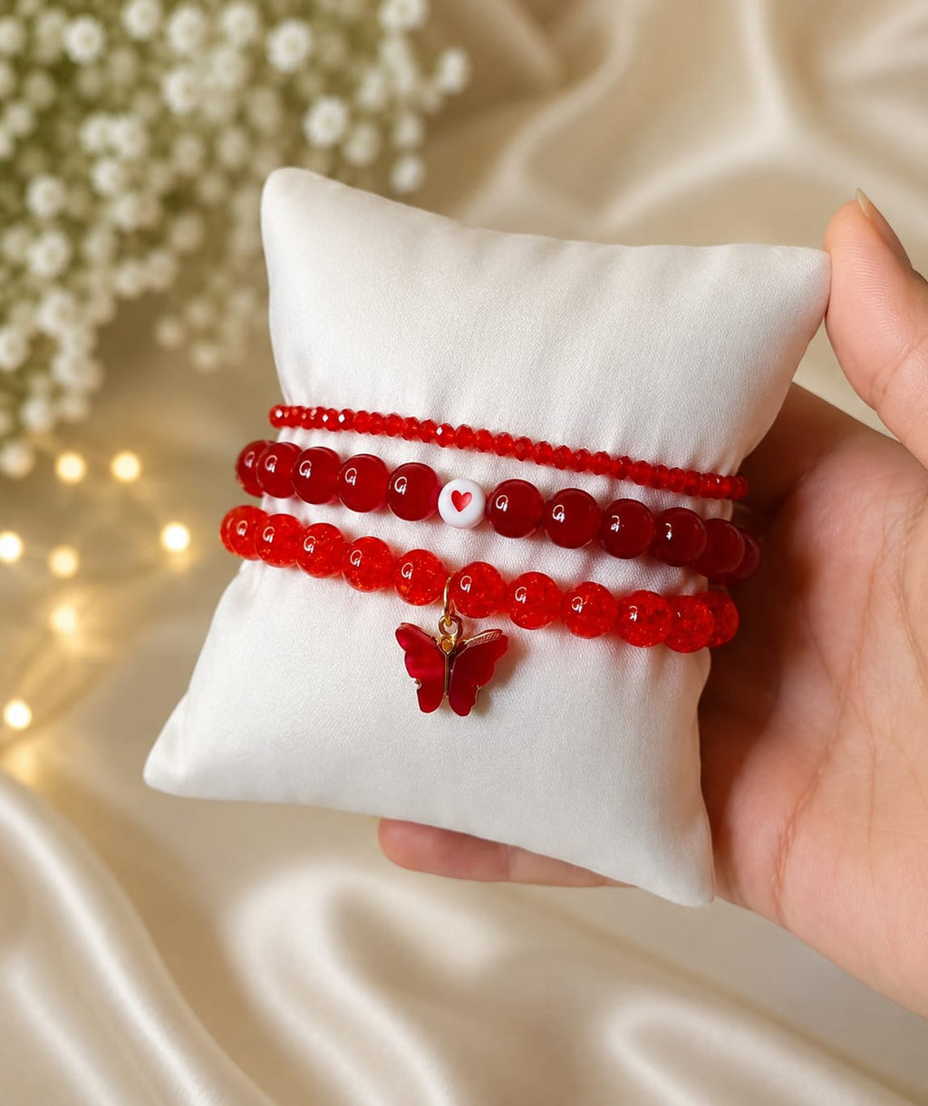 Butterfly Bliss Bracelet Set – 3 Piece Beaded Butterfly Charm Bracelets | AHP Customize