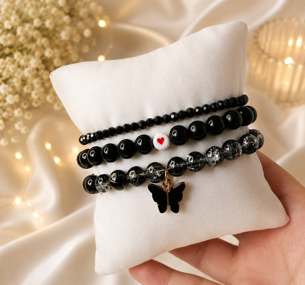 Butterfly Bliss Bracelet Set – 3 Piece Beaded Butterfly Charm Bracelets | AHP Customize