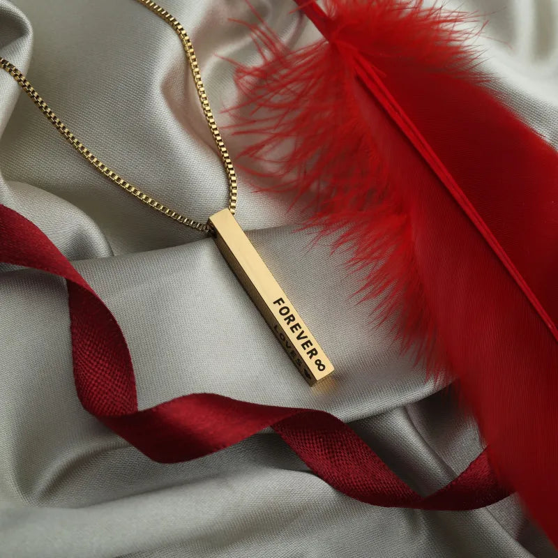 3D Engraved Bar Necklace - AHP Customize
