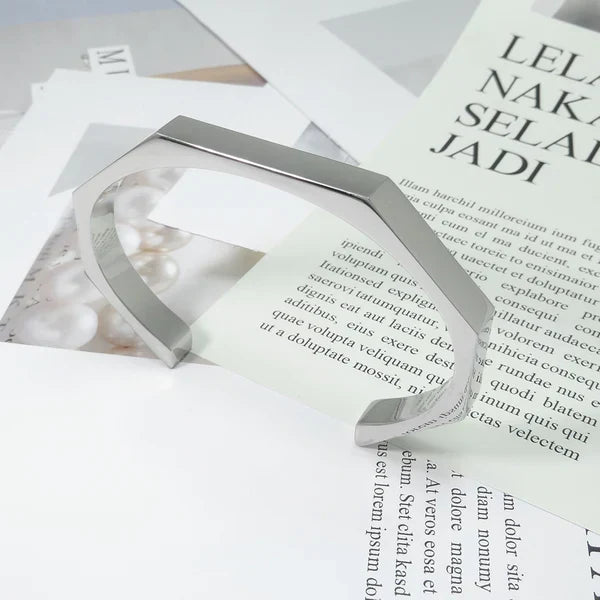 Stainless Steel Hexagon Cuff Bangle - AHP Customize