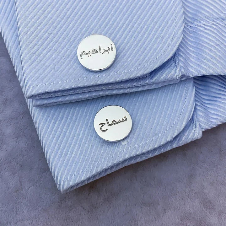 Customized Name Coin Shape Studs | Personalized Men's Formal Accessories - AHP Customize
