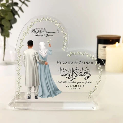 Personalized Heart-Shaped Anniversary Gift | Custom Couple Acrylic Plaque | Wedding & Anniversary Gift